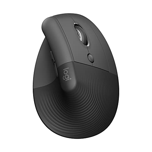 Logitech Lift Vertical Ergonomic Mouse, Wireless, Bluetooth or Logi Bolt USB Receiver, Quiet clicks, 6 Buttons, Compatible with Windows/macOS/iPadOS, Laptop, PC - Graphite