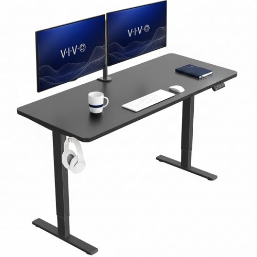 VIVO Electric 60 x 24 in Standing Desk, Memory Height Adjustment, 1B Series, Holds 220 lbs, One-Piece Black Top, Black Frame, DESK-KIT-1B6B