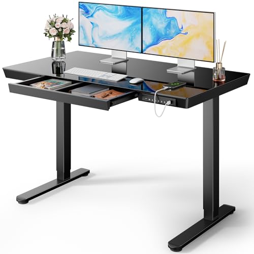 Marsail Marsail Glass Standing Desk with Drawer, 48 x 24 inch Electric — Key specifications at a glance