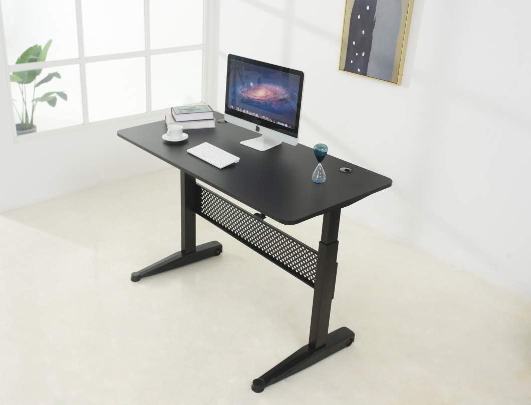 ApexDesk Movable Sit/Standing Desk, Pneumatic Height Adjustable from 29” to 48”, 55x27 Top, Black
