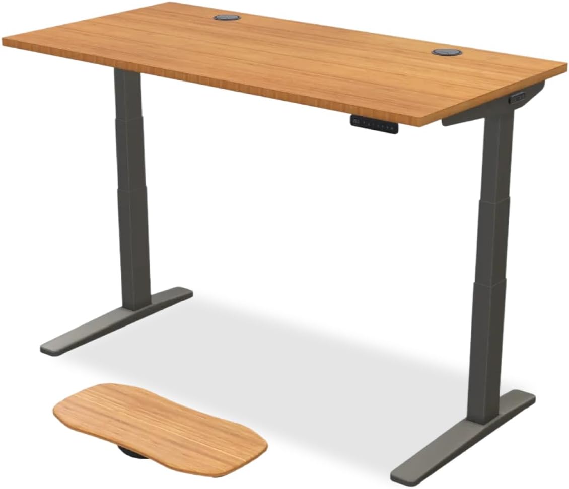 UPLIFT DESK Bamboo (60 x 30 inch) Standing Desk 2-Leg V3 Adjustable Stand Up C-Frame (Black), Advanced Keypad, Wire Gromme...