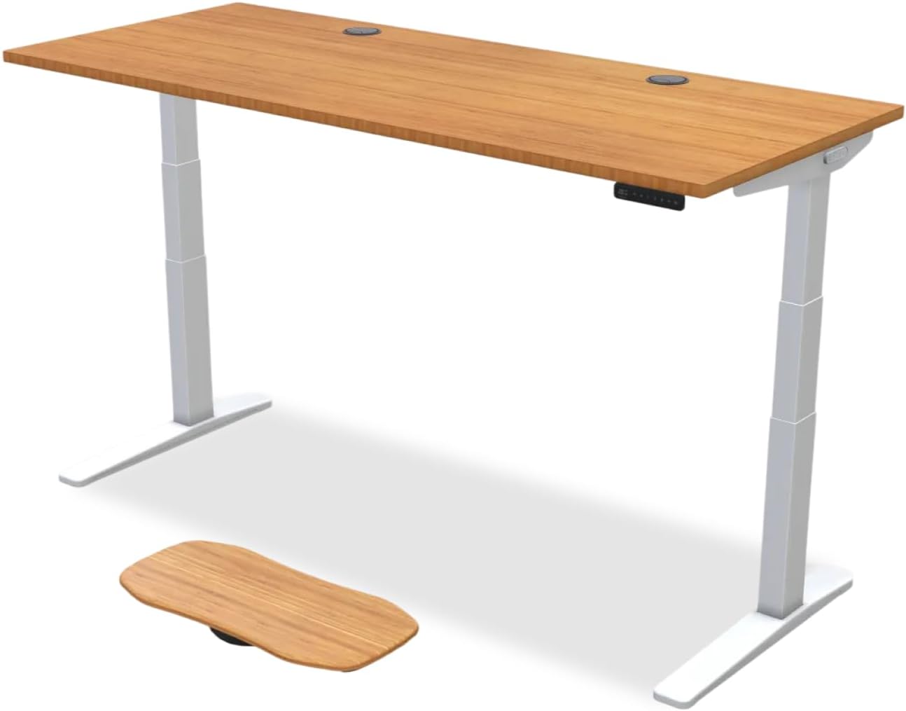 UPLIFT DESK Bamboo (72 x 30 inch) Standing Desk 2-Leg V3 Adjustable Stand Up C-Frame (White), Advanced Keypad, Wire Gromme...
