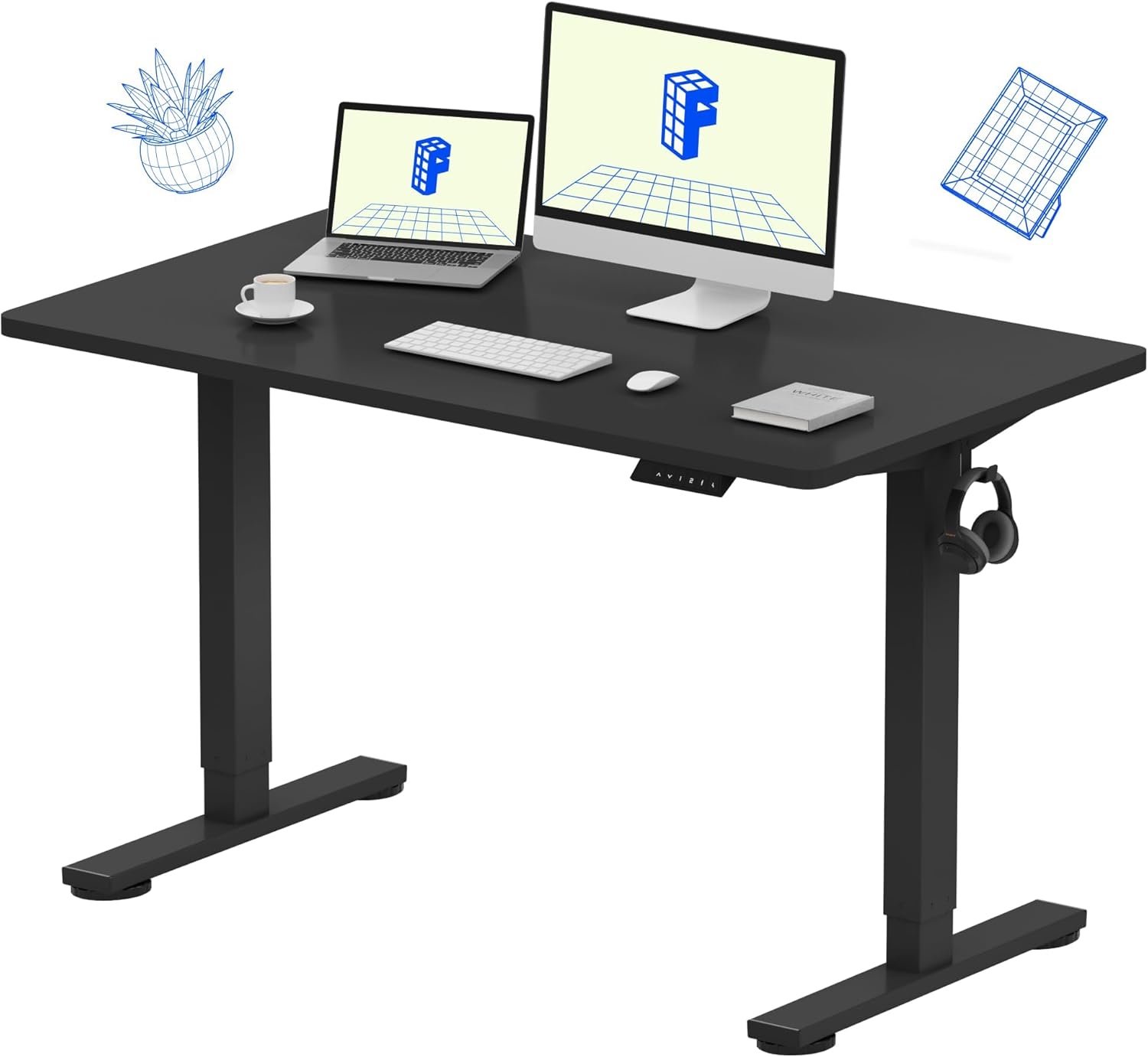 FLEXISPOT EN1 One-Piece Standing Desk, Electric Adjustable with 4 Memory Presets, 176 LBS Capacity, Stable & Quiet, Seamle...