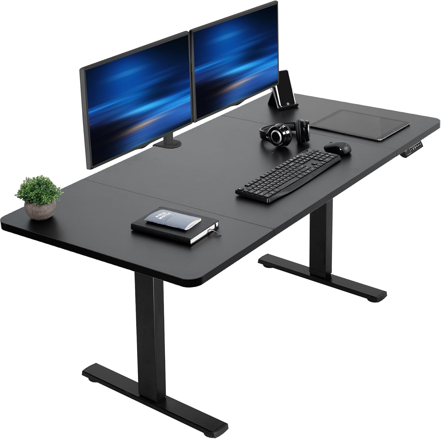 VIVO Electric 60 x 30 in Standing Desk, Memory Height Adjustment, 1B Series, Holds 220 lbs, Black Top Black Frame, DESK-KI...