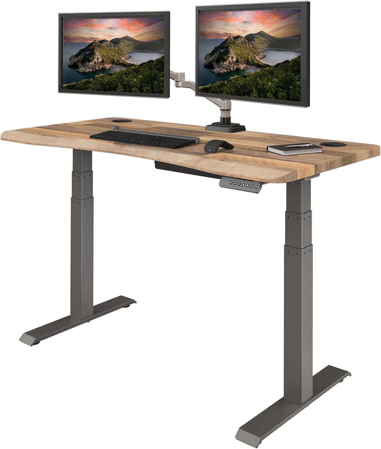 Vari Ergo 54x26 Electric Standing Desk + Height Adjustable Sit-Stand Desk + Curved Waterfall Edge, 4 Memory Settings, Quic...