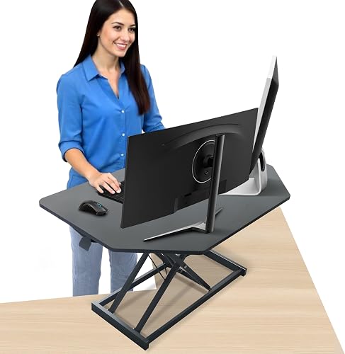 Aconcept 34 inch Black Corner Height Adjustable Standing Desk Converte — Our recommended configuration for best results