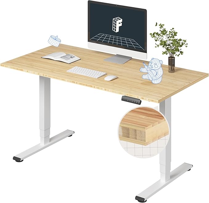FlexiSpot E6 Bamboo 3-Stage Dual Motor Electric Standing Desk 55 x 28 — Our recommended configuration for best results