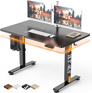 Veken 47.2" Standing Desk, Adjustable Height Office Desk with Wood Desktop