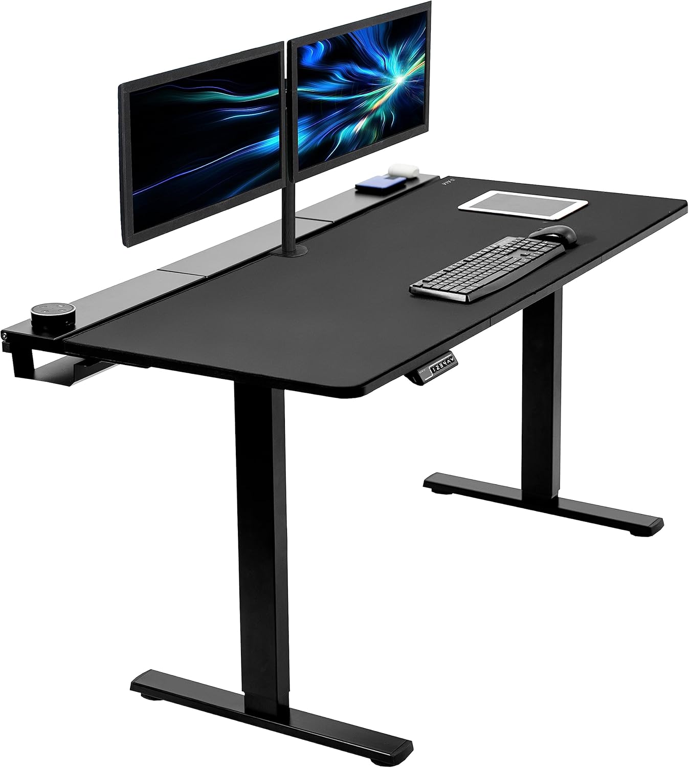 VIVO Electric 60 x 30 in Standing Adjustable Gaming Desk with Hidden Cable Trays, Full-Size Mouse Pad, Holds 220 lbs, Blac...