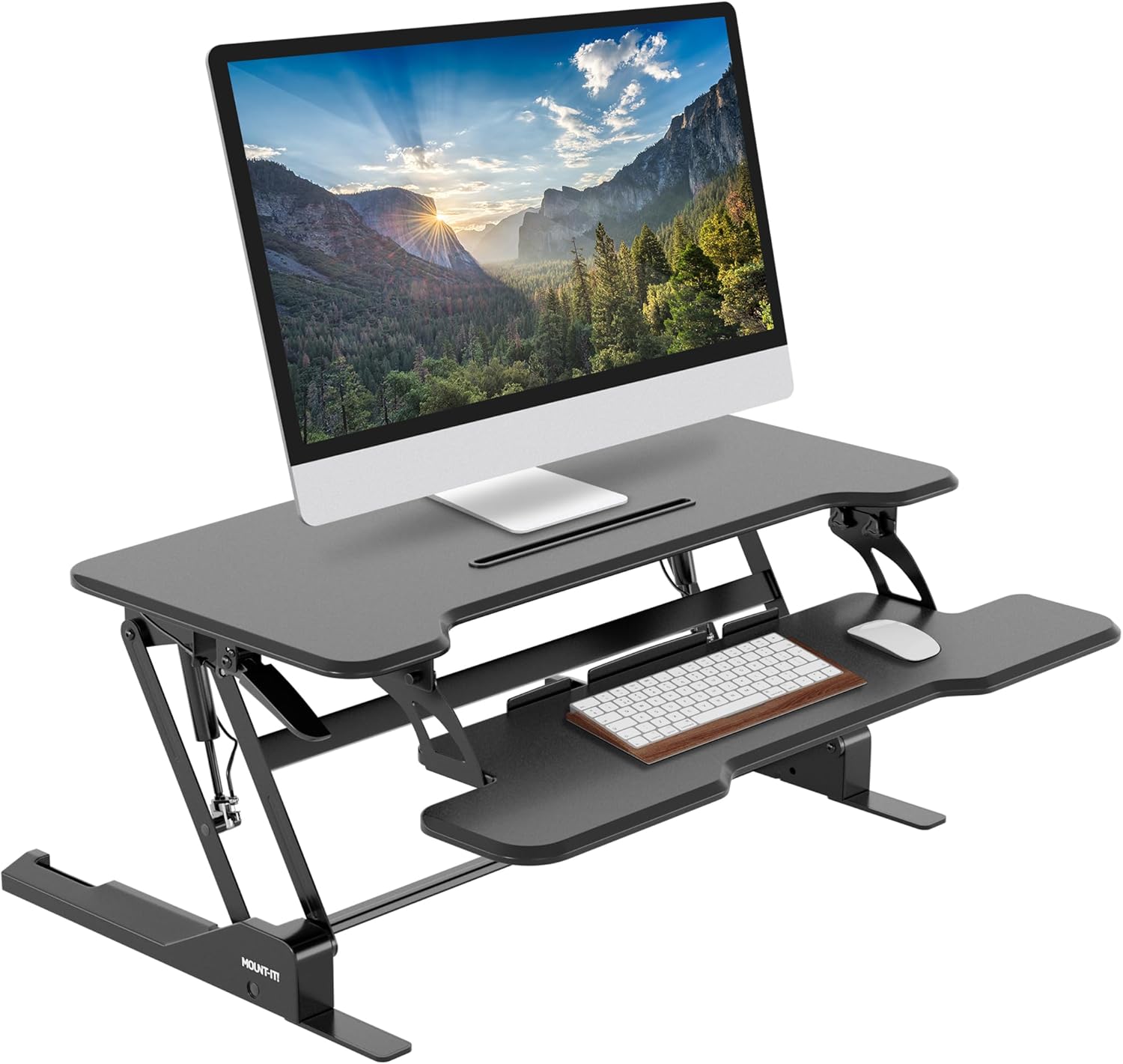 Mount-It! 38 Inch Standing Desk Converter - Gas Spring Sit Stand Desk Riser for Dual Monitors - Height Adjustable Desktop ...