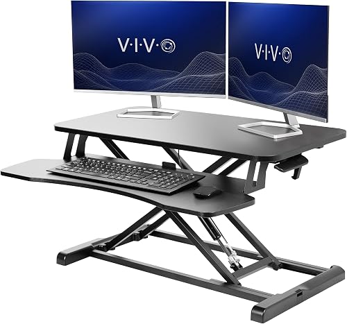 VIVO 32 inch Desk Converter, K Series, Height Adjustable Sit to Stand — Build quality and design details up close