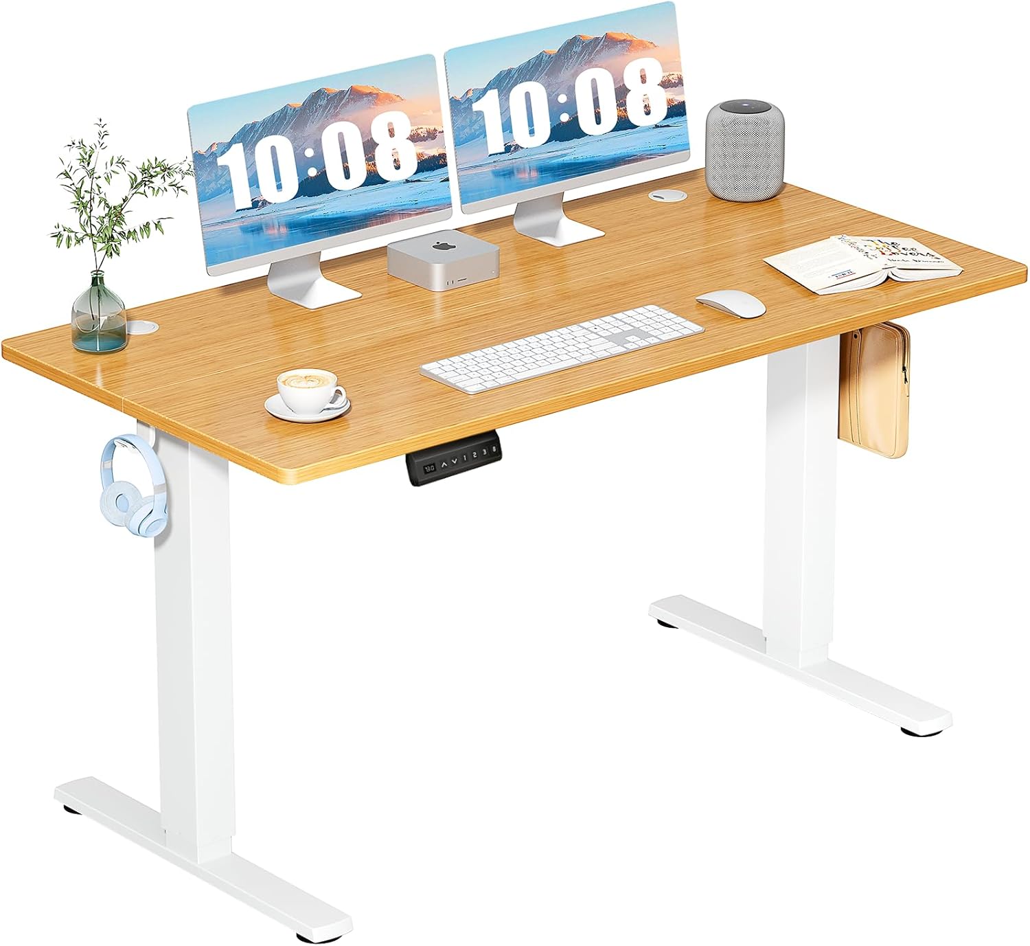 DUMOS 55 Inch Electric Standing Desk Height Adjustable, Sit to Stand Computer Workstations Large Work PC Table Home Office...