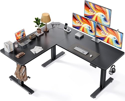 SIAGO L-Shaped Standing Desk - 63 x 55 Inch Adjustable Corner Standing — Build quality and design details up close