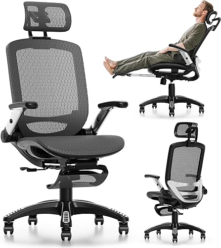 GABRYLLY Ergonomic Office Chair with Footrest, High Back Home Desk Cha — Build quality and design details up close