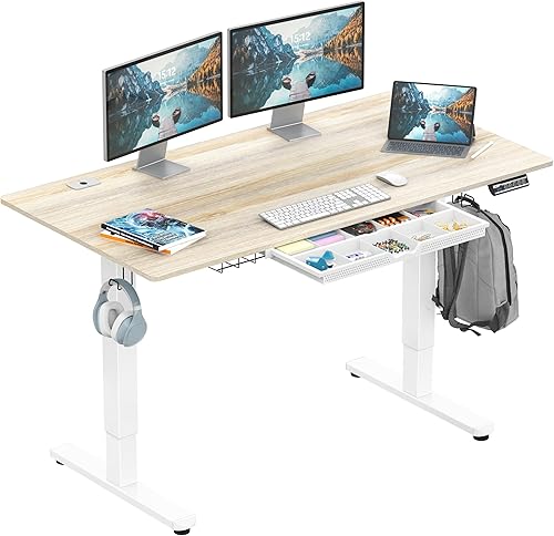 SHW 55 x 28 Inches Electric Height Adjustable Standing Desk with Drawe — Side-by-side comparison of top picks in this category
