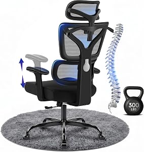 Hayelf Ergonomic Office Chair, High Back Mesh Computer Chair with Comfortable Adaptive Lum